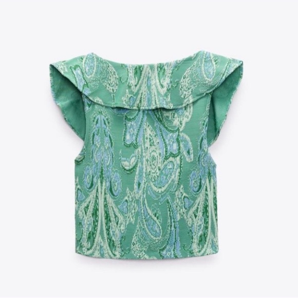 Zara Ruffle Jacquard Top - Picture 5 of 5